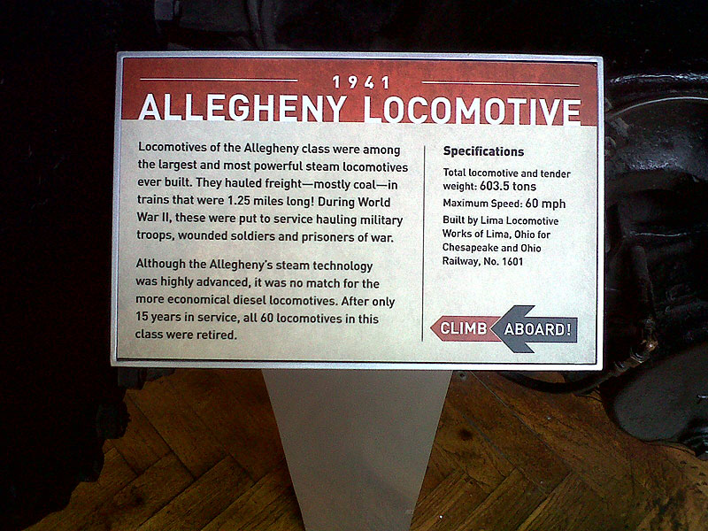 Henry Ford Museum - Allegheny locomotive info