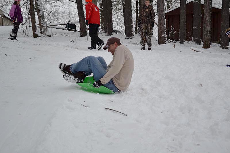 That's a big boy on a small sled!
