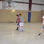James and Riley battling in basketball