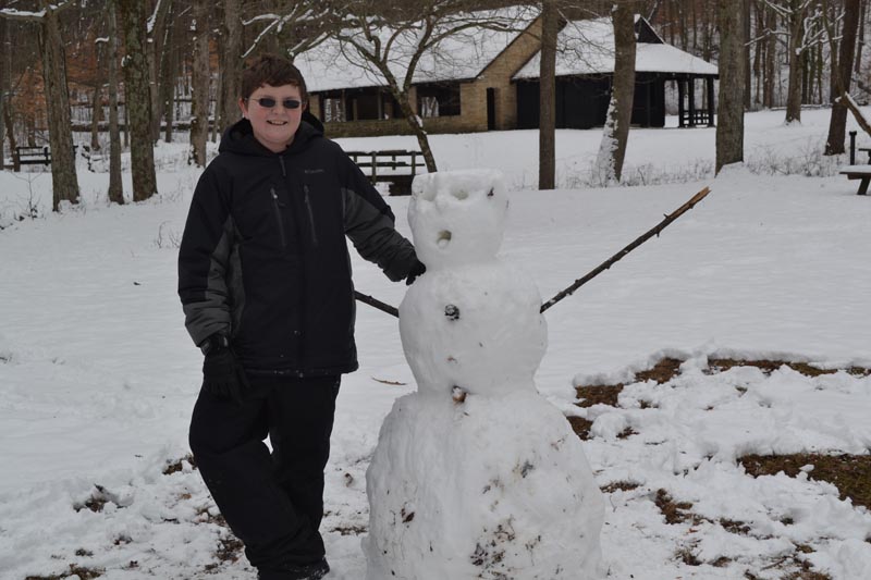 James and his dad's snow warrior
